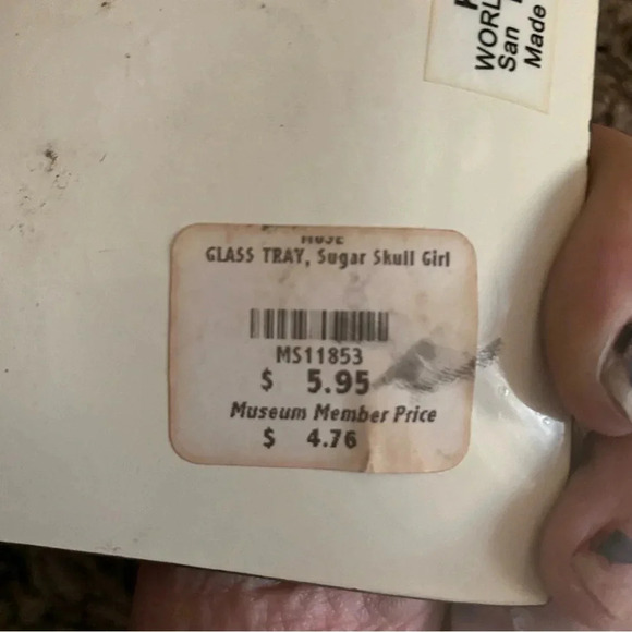 DAY OF THE DEAD GLASS GIRL Sugar Skull Jewelry Trinket DISH PLATE KA 267 - Picture 2 of 4